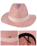 C.C Women's Raffia Straw Weaved Panama Sun Hat with Ribbon Trim