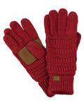C.C Unisex Cable Knit Inner Lined Anti-Slip Touchscreen Texting Gloves