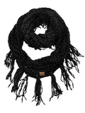 C.C Women's Soft Solid Chenille Net Fringed Tassel Infinity Wrap Scarf
