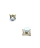 Stone Stud Kite Shape Magnetic Stud Earrings in Silver-Tone