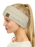 C.C Soft Stretch Winter Warm Cable Knit Fuzzy Lined Ear Warmer Headband