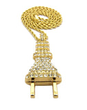 Stone Stud Large Power Plug Pendant Necklace, Gold-Tone