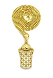 Stone Stud Basketball Net Pendant , Gold-Tone