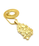 Gold-Tone Polished Chunky Nugget Pendant w/ 2mm 24" Snake Chain Necklace