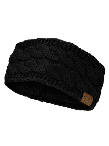 C.C Soft Stretch Winter Warm Cable Knit Fuzzy Lined Ear Warmer Headband