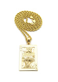 Polished Poker King Of Hearts Pendant w/ 24" Necklace in Gold-Tone