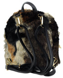 C.C Women's Faux Fur Fuzzy Backpack Schoolbag Shoulder Bag Purse, Brown