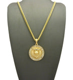 Stone Edge King Lion Medallion Pendant w/ Chain Necklace