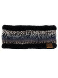 C.C Women's Multicolored Stretchy Knit Black Sherpa Lined Ear Warmer Headband