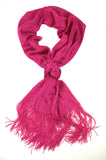 NYFASHION101 Fashionable Sparkly Glitter Thread Lightweight Tassel Scarf - Hot Pink