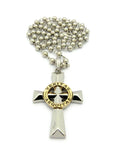 Gold-Tone Veritas Aequitas Pendant 6mm 30" Bead Chain Necklace in Silver-Tone