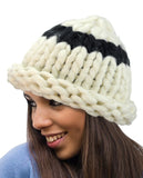 Two Tone Single Strip Handmade Big Loop Helsinski Hat Beanie