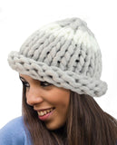 Two Tone Single Strip Handmade Big Loop Helsinski Hat Beanie