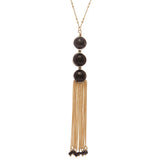Women's Round Bead with Chain Tassel Dangling Pendant with 30" Chain Necklace