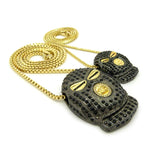 Hematite-Tone Goon Ski Mask Head Pendant Set with Gold-Tone Box Chain Necklaces