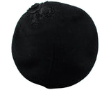 C.C Rhinestone Embellished Embroidered Flower French Style Angora Beret