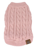 C.C Pet Solid Ribbed Cable Knit Pullover Winter Clothes Dog Sweater