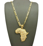 Stone Stud Africa Continent Pendant with Chain Necklace