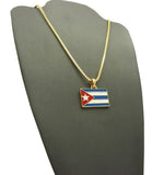 Flag of Cuba Micro Pendant with Chain Necklace