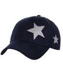 C.C Women's Glitter Star Cut Design Cotton Adjustable Precurved Baseball Cap Hat