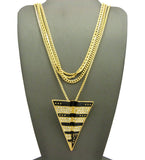 Paper Airplane Pendant on Box Chain with Rope, Snake, & Cuban Chain Necklace Set