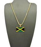 Flag of Jamaica Micro Pendant with Chain Necklace