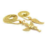 Angel Wing Pendant & Baby Halo Angel Pendant Set w/ Chain Necklace