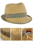 NYFASHION101 Multicolored Weaved Band and Trim Stingy Trilby Fedora Hat