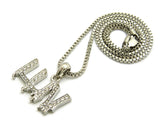 Stone Stud LUV Drip Effect Micro Pendant with Box Chain Necklace