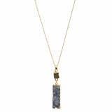 Women's Druzy Square and Bar Dangle Pendant with 30" Ball Chain Necklace