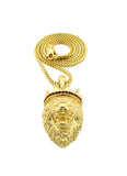 Stone Stud King Lion Pendant with Chain Necklace