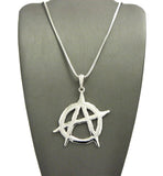 Polished Anarchy Symbol Round Pendant w/ 24" Chain Necklace