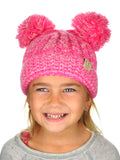 C.C Kids' Children's Cable Knit Double Ear Pom Cuffed Beanie Cap Hat