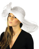 NYFASHION101 Kentucky Derby Enlarged Sheer Floral Accent Sinamay Dress Hat