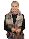 C.C Women's Long Multicolored Warm Cable Knit Shawl Wrap Tassel Scarf