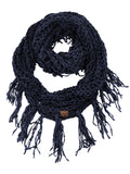 C.C Women's Soft Solid Chenille Net Fringed Tassel Infinity Wrap Scarf
