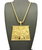 Gold-Tone Egyptian Hieroglyphic Tablet with Chain Necklace