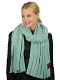 C.C Women's Ultra Soft Chenille Ribbed Thick Warm Knit Shawl Wrap Scarf