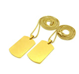 Polished Plain Dog Tag Pendant Set w/ 2mm 24" & 30" Box Chain Necklaces in Gold-Tone