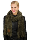 C.C Women's Ultra Soft Chenille Ribbed Thick Warm Knit Shawl Wrap Scarf