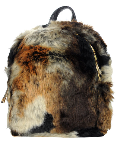 C.C Women's Faux Fur Fuzzy Backpack Schoolbag Shoulder Bag Purse, Brown