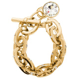 Women's Clear Round Stone Toggle Link Chain Stretch Bracelet
