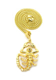 Polished Scorpion Pendant w/ 4mm 24" Cuban Chain Necklace in Gold-Tone