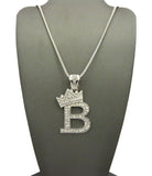 Tilted Crown on Initial B Pendant w/ 24" Chain Necklace