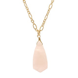 Women's Smooth Briolette Stone Dangle Pendant with 17" Link Chain Necklace