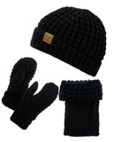 NYfashion101 Exclusive Thick Braided Cable Knit Boot Cuff, Beanie & Mitten Set