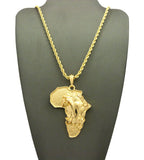 Roaring Lion on Africa Pendant with Chain Necklace