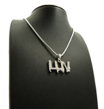 Stone Stud LUV Drip Effect Micro Pendant with Box Chain Necklace