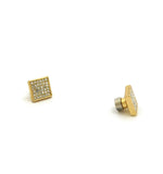 6 Stone Row Square Shape Stud Magnetic Earrings
