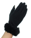 NYfashion101 Exclusive Women's Faux Fur Trim Touchscreen Compatible Winter Gloves